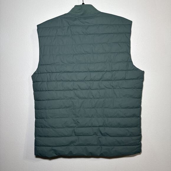 J.Crew Performance Vest Mens Medium Green Quilted Puffer Zip Pockets Lightweight - Picture 5 of 5